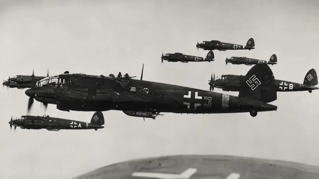 Messerschmitt Bf 109E alemán en vuelo durante la batalla de Inglaterra 1940